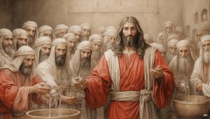 Jesus sagt den Dienern, füllt die Wasserkrüge - Hochzeit von Kanaan