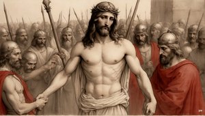 Jesus von römischen Soldaten verspottet und geschlagen