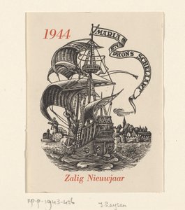 Neujahrswunsch für 1944 von Mária und Phons Schellart von Josef Leysen (Jef)