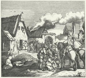 Kaiserliche Truppen plündern nach der Schlacht bei Nördlingen, 1634 von Josef Mathias Trenkwald