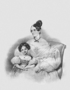 Porträt von Olga Narychkina Potocki mit ihrer Tochter Sophie 1802-1861, 1835 von Josef Nikolaus Kriehuber