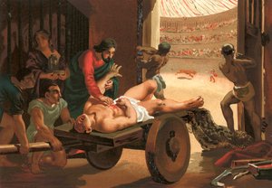 Galen hilft einem Gladiator, der im Zirkus von Bergamo verwundet wurde von Josep or Jose Planella Coromina