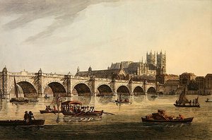 Ansicht der Westminster Bridge, Abbey und Hall, graviert von J.C. Stadler von Joseph (after) Farington