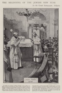 Feier des Beginns des jüdischen Neujahrs in der Großen Synagoge, Aldgate, London von Joseph (after) Finnemore