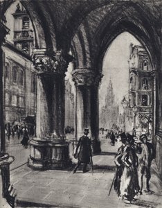 Strand, von den Gerichtsgebäuden (Lithografie) von Joseph (after) Pennell