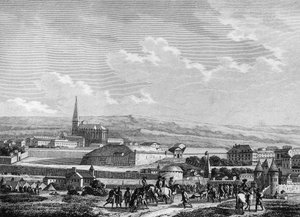 Französische Revolution und konterrevolutionäre Bewegungen. Die preußische Armee in der Schlacht von Verdun: Eroberung von Verdun und Tod von Nicolas Joseph Beaurepaire, französischer Offizier (1740-1792), Kommandant des Platzes am 2. September