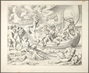 Charons Barke mit Seelen, die den Styx überqueren, Tafel zwei aus Darstellungen aus Dantes Hölle von Joseph Anton Koch