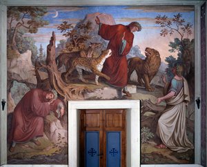 Darstellung von Dante und Virgil aus Dantes Göttlicher Komödie (Detail) von Joseph Anton Koch