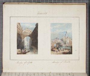 Venedig, eingeklebt in Thomas Moodys Tagebuch einer Reise durch die Schweiz und Italien, 1822