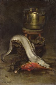 Stillleben mit Fisch und Kessel