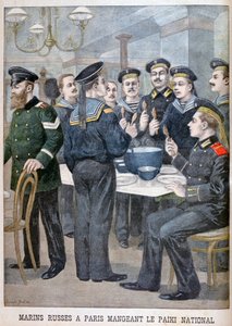 Russische Marinesoldaten essen Paiki in Paris, 1900 von Joseph Belon