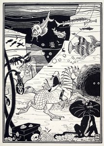 Es gab eine große Vielfalt an hohen, edlen Bäumen, beladen mit Meeresfrüchten wie Hummern, Krabben, Austern, aus Die erstaunlichen Abenteuer des Baron Münchhausen, veröffentlicht 1895