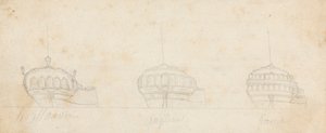 Dekorative Heckspiegel von drei Schiffen von Joseph Cartwright