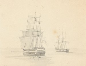 Fregatte und Korvette, Heck vorwärts von Joseph Cartwright
