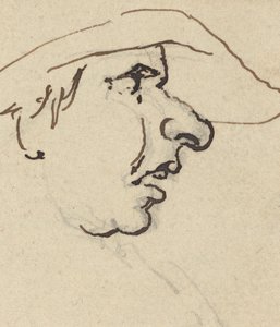 Profil eines Mannes mit großer Nase, der einen Hut trägt von Joseph Cartwright