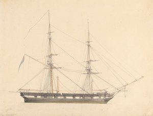 Einzelne Brigg mit Union Jack und drei Figuren von Joseph Cartwright