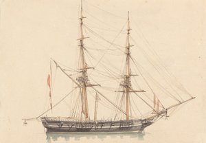 Einzelne Brigantine, Segel gerefft von Joseph Cartwright