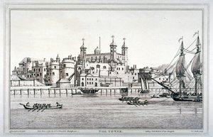 Südansicht des Tower of London mit Booten auf der Themse, 1795