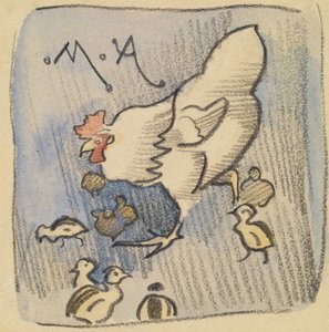 Weiße Henne und Küken von Joseph Crawhall