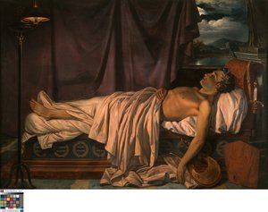 Lord Byron auf seinem Sterbebett von Joseph Denis Odevaere