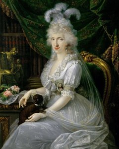 Marie Luise (Ludovica) von Neapel-Sizilien (1773-1802), Gemahlin von Ferdinand III. von Toskana, an einem Tisch sitzend von Joseph Dorffmeister