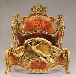 Ein Louis XV Stil Ormolu-montiertes Tulpenholz, Königsholz und Marketerie Grand Lit de Reposes von Joseph Emmanuel Zwiener