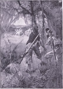 Alle ihre Hütten und Haushaltsgegenstände brannten zusammen (Lithografie)
