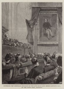Enthüllung des Gedenkporträts des verstorbenen ehrenwerten Henry Fawcett, MP, im Rathaus von Hackney von Joseph Finnemore