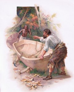 Wir schnitten und hieben das Äußere in die wahre Form eines Bootes