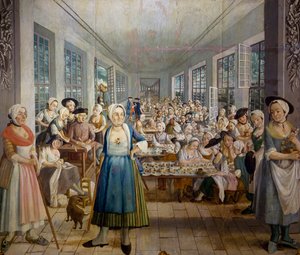 Wetter Brothers Textilfabrik in Orange, Provence im Jahr 1764, Stoffdruckabteilung, von Joseph Maria Gabriel Rossetti, Frankreich