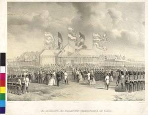 Ausgabe der brillanten Insignien des Ordens am Glacis von Joseph Heicke