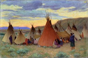 Abend auf der Crow Reservation, Montana von Joseph Henry Sharp