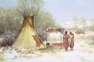 Indianer kehren in ein Winterlager zurück von Joseph Henry Sharp