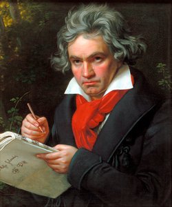 Porträt Ludwig van Beethoven beim Komponieren der Missa Solemnis, 1820