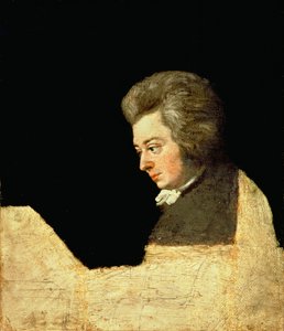 Porträt von Wolfgang Amadeus Mozart (1756-91) am Klavier, 1789