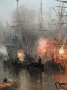 Kohlenarbeiter bei Mondlicht, (Detail)