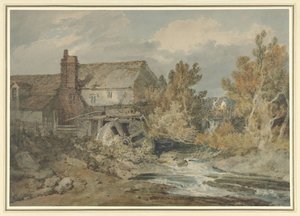 Wassermühle bei einem fließenden Bach