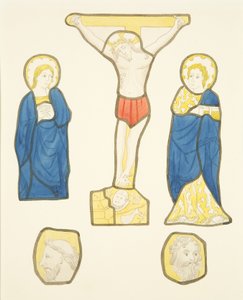 Figuren in Buntglas im privaten Fenster im Bischofspalast von Joseph Manning