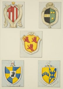 Fünf Wappen von Denkmälern in der Temple Kirche von Joseph Manning