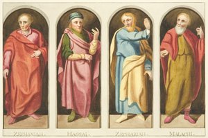 Vier kleine Propheten auf der Westseite des Schirms, der das Kirchenschiff vom Chor der Kathedrale von Bristol trennt