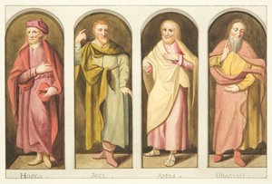 Vier kleine Propheten auf der Westseite des Bildschirms, der das Kirchenschiff vom Chor der Kathedrale von Bristol trennt