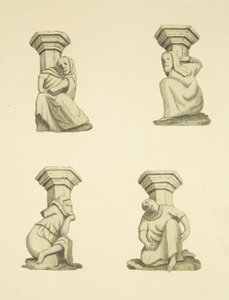 Vier Konsolen am Turm (ursprünglich Statuen tragend) der St. Mary Redcliffe