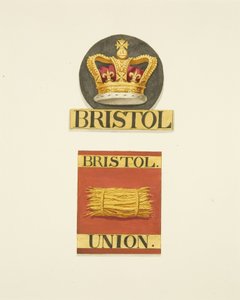 Hausabzeichen oder Feuermarken der Bristol Crown und Bristol Union Fire Offices