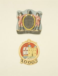 Hausabzeichen oder Feuermarken der Bristol Universal und Bristol Fire Offices von Joseph Manning