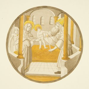Buntglasfenster in der Privatkapelle des Bischofspalastes: Die Darstellung im Tempel