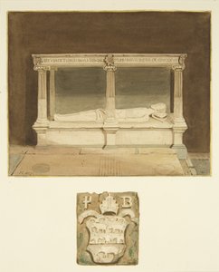 Grab von Bischof Paul Bush und Wappen in der Kathedrale von Bristol von Joseph Manning