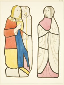 Zwei Figuren in Buntglasfenstern südlich des Chors in der Kathedrale von Bristol
