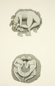 Zwei Gewölbesteine an der Decke beim Betreten der Nordtür der Kathedrale von Bristol von Joseph Manning