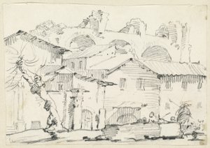 Häuser auf der Nordseite des Forums mit der Basilika von Maxentius im Hintergrund von Joseph Marie Vien
