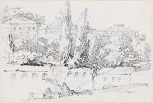 Mauern von Rom mit Santa Maria del Popolo in der Ferne von Joseph Marie Vien